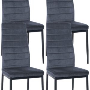 4er Set Esszimmerstühle Mayfair Samt hellgrau