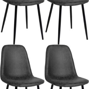 4er Set Esszimmerstühle Napier Kunstleder schwarz