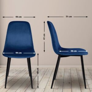 4er Set Esszimmerstühle Napier Samt blau