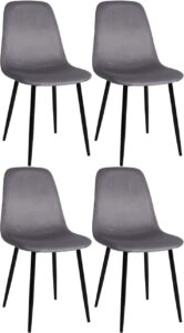 4er Set Esszimmerstuehle Napier Samt dunkelgrau