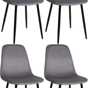 4er Set Esszimmerstühle Napier Samt dunkelgrau