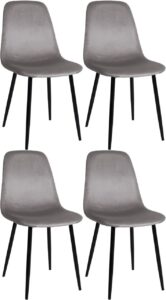 4er Set Esszimmerstuehle Napier Samt grau
