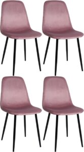 4er Set Esszimmerstuehle Napier Samt pink