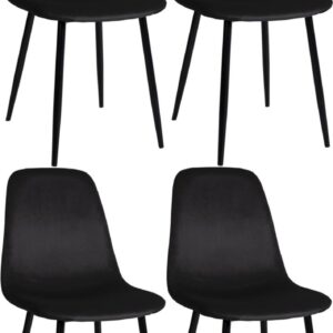 4er Set Esszimmerstühle Napier Samt schwarz
