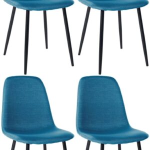 4er Set Esszimmerstühle Napier Stoff blau
