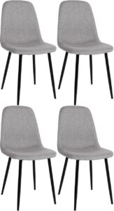 4er Set Esszimmerstuehle Napier Stoff hellgrau