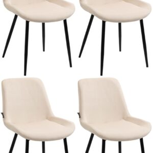 4er Set Esszimmerstühle Victoria Samt creme