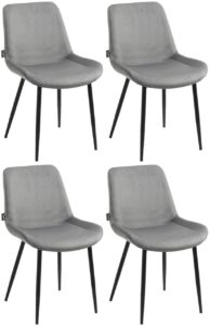 4er Set Esszimmerstuehle Victoria Samt grau