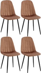 4er Set Esszimmerstuhl Baxter Samt braun