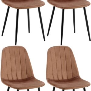 4er Set Esszimmerstuhl Baxter Samt braun