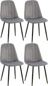 4er Set Esszimmerstuhl Baxter Samt dunkelgrau
