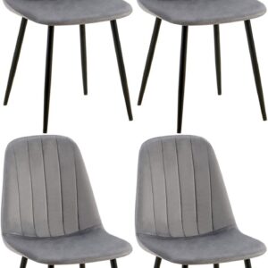 4er Set Esszimmerstuhl Baxter Samt dunkelgrau