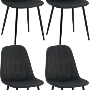 4er Set Esszimmerstuhl Baxter Samt schwarz