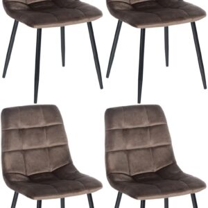 4er Set Esszimmerstuhl Tilde Samt braun