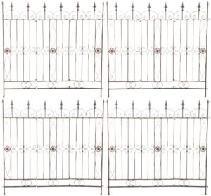 4er Set Gartenzaeune Mangold antik braun