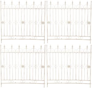 4er Set Gartenzaeune Mangold antik creme