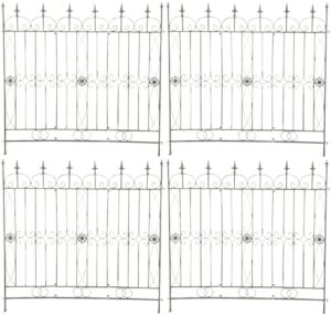 4er Set Gartenzaeune Mangold antik gruen