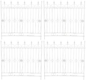 4er Set Gartenzaeune Mangold antik weiss