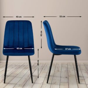 4er Set Stühle Dijon Samt blau