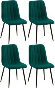 4er Set Stuehle Dijon Stoff dunkelgruen