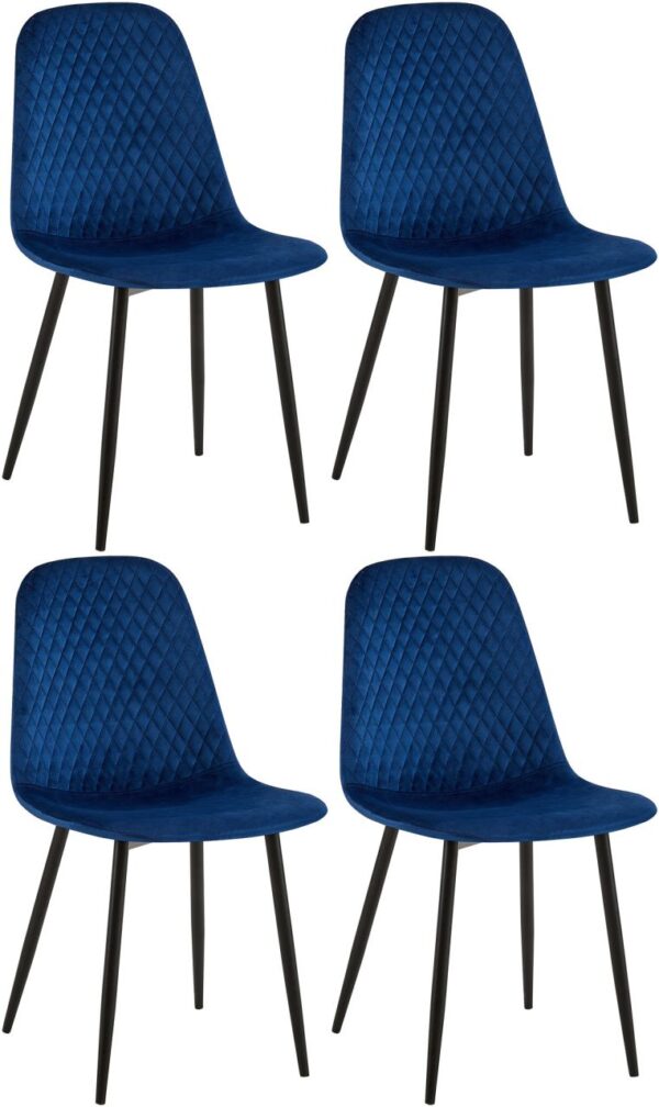 4er Set Stühle Giverny Samt blau