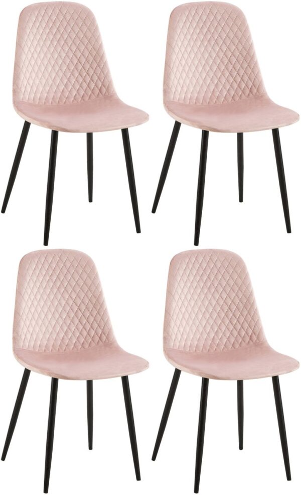 4er Set Stühle Giverny Samt pink