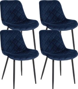 4er Set Stuehle Springs Samt blau