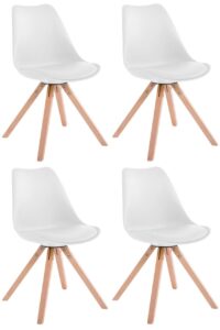 4er Set Stuehle Toulouse Kunstleder Natura Square weiss