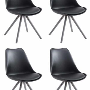 4er Set Stühle Toulouse Kunstleder Rund grau schwarz