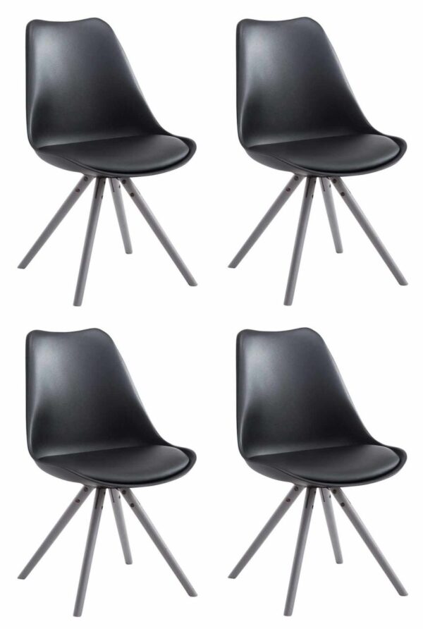 4er Set Stühle Toulouse Kunstleder Rund grau schwarz