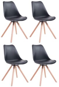 4er Set Stuehle Toulouse Kunstleder Rund natura schwarz