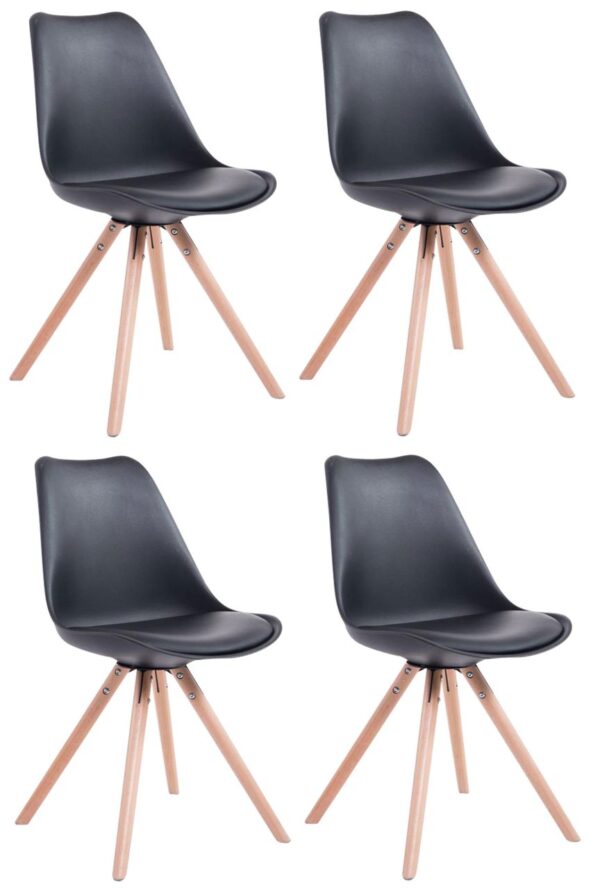 4er Set Stühle Toulouse Kunstleder Rund natura schwarz