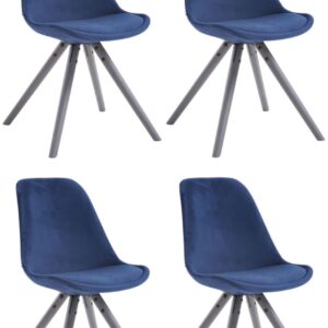 4er Set Stühle Toulouse Samt Rund grau blau