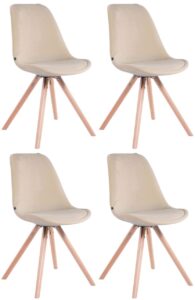 4er Set Stuehle Toulouse Samt Rund natura creme