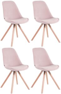 4er Set Stuehle Toulouse Samt Rund natura pink