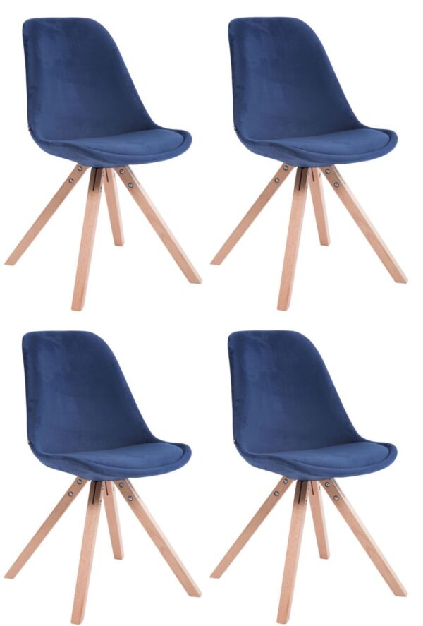 4er Set Stühle Toulouse Samt Square natura blau
