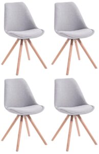 4er Set Stuehle Toulouse Stoff Natura Rund grau