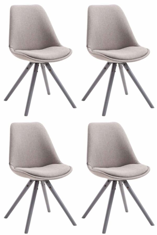 4er Set Stühle Toulouse Stoff Rund grau grau