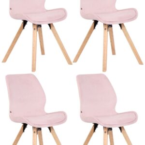 4er Set Stuhl Luna Samt pink
