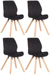 4er Set Stuhl Luna Samt schwarz