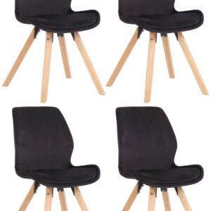 4er Set Stuhl Luna Samt schwarz