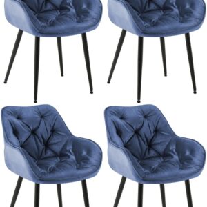4er Set Stuhl Tanna Samt blau