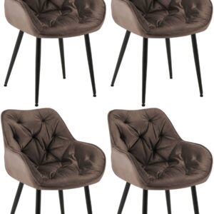 4er Set Stuhl Tanna Samt braun