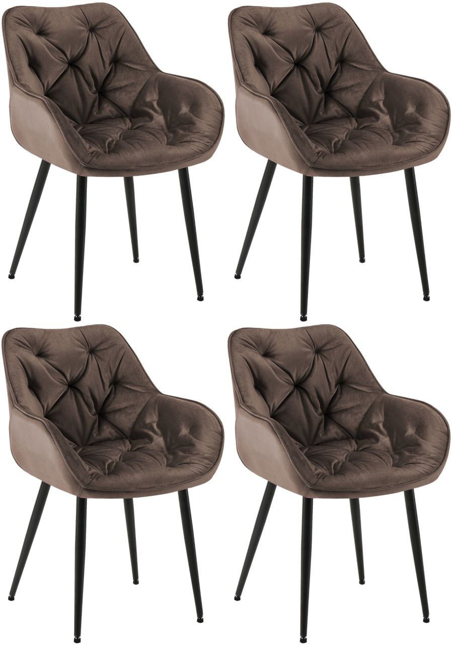 4er Set Stuhl Tanna Samt braun 1 4er Set Stuhl Tanna Samt braun