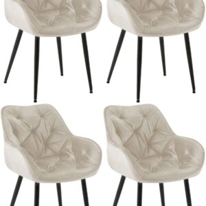 4er Set Stuhl Tanna Samt creme