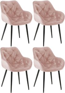 4er Set Stuhl Tanna Samt pink