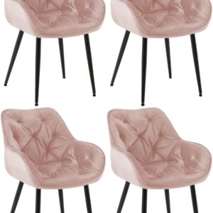4er Set Stuhl Tanna Samt pink