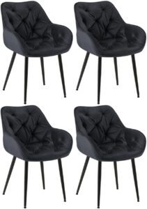4er Set Stuhl Tanna Samt schwarz