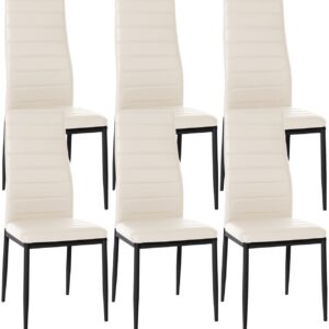 6er Set Esszimmerstühle Mayfair Kunstleder creme