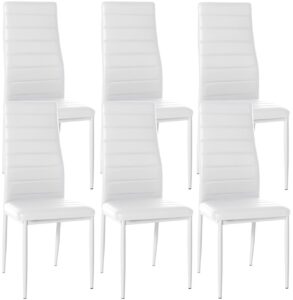 6er Set Esszimmerstuehle Mayfair Kunstleder weiss
